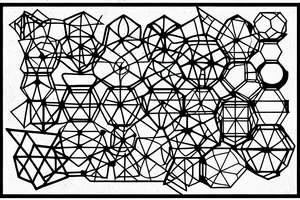 straight lines, boxes stars, hexagons, shadows, dotwork tattoo idea