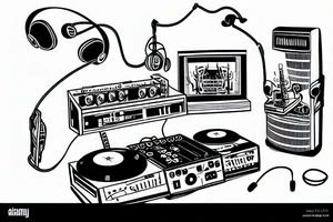Berlin tv tower wearing a headset on a dj console tattoo idea