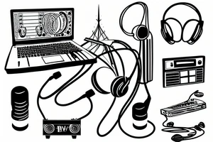 Berlin tv tower wearing a headset on a dj console tattoo idea