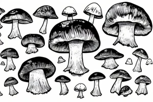 mushroom above cronometer, psychedelic style tattoo idea