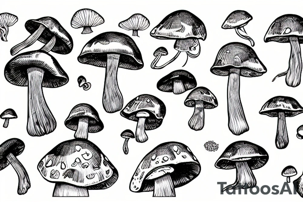 mushroom above cronometer, psychedelic style tattoo idea