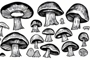 mushroom above chronometer, psychedelic style tattoo idea