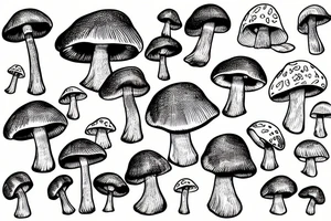 mushroom above chronometer, psychedelic style tattoo idea
