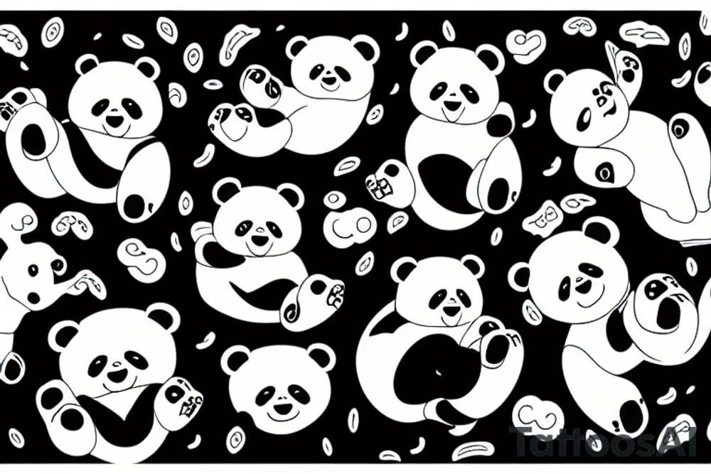flying panda bears in a forrest tattoo idea