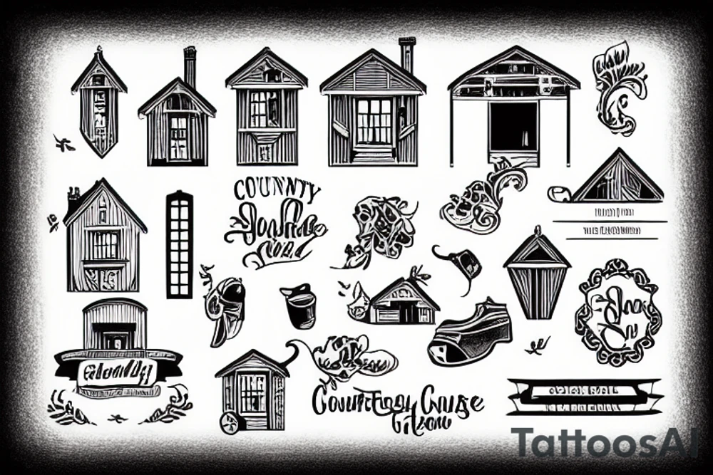 Country house with a slide tattoo idea