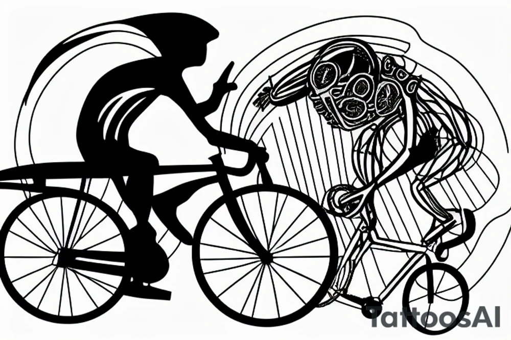 cyclist on a road chasing the sunset tattoo idea