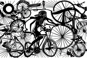 cyclist on a road chasing the sunset tattoo idea