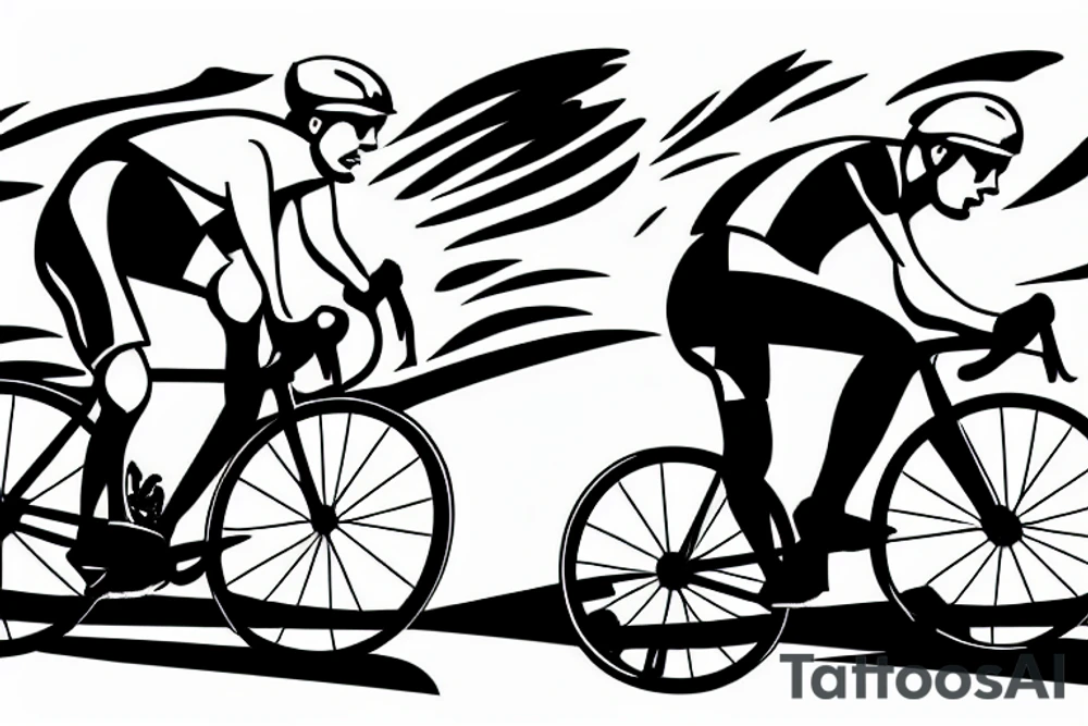 cyclist on a road chasing the sunset tattoo idea