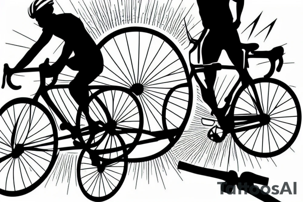cyclist on a road chasing the sunset tattoo idea