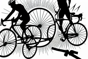 cyclist on a road chasing the sunset tattoo idea