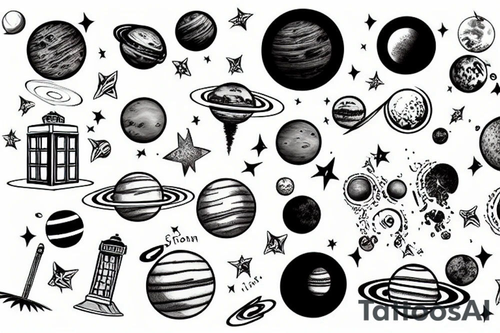 Solar system that contains a tardis tattoo idea