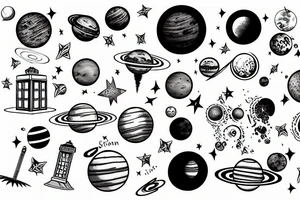 Solar system that contains a tardis tattoo idea
