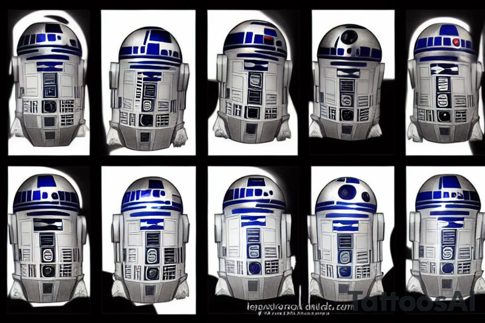 R2D2 that contains the deathstar, ewoks and yavin tattoo idea