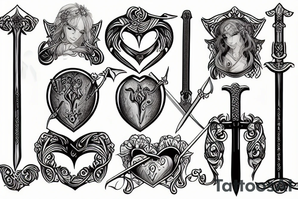 Sword and heart enclosed tattoo idea