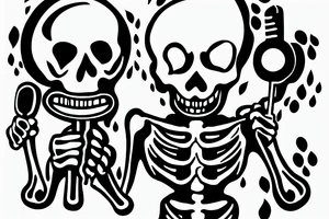 A skeleton holding a microphone on fire tattoo idea