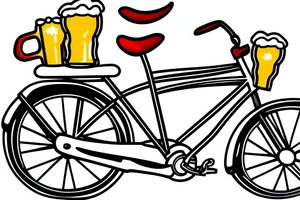 Bicycle with beer mug sitting on handlebars tattoo idea