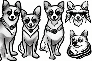 pomerianian dog with a bandana and a gun tattoo idea