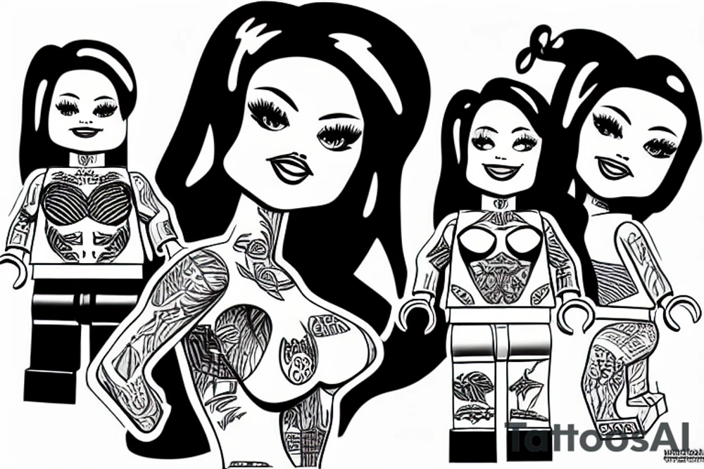 Lego girl in a muscle car tattoo idea