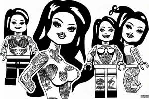 Lego girl in a muscle car tattoo idea