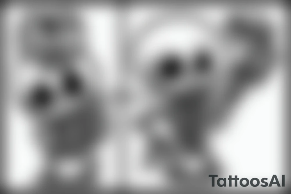 A skeleton holding a microphone on fire tattoo idea