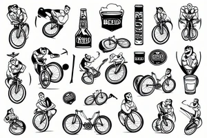Racing Bicycle with beer mug sitting on handlebars tattoo idea