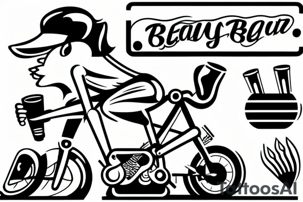Racing Bicycle with beer mug sitting on handlebars tattoo idea