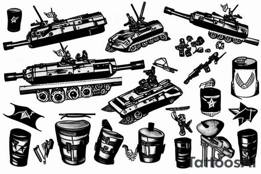 Soldier tank bombs tattoo idea
