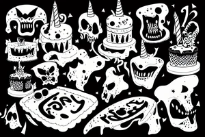 A demon eating birthday cake tattoo idea