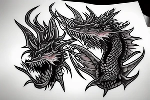 European dragón head spitting fire tattoo idea
