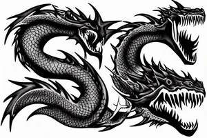 European dragón head spitting fire tattoo idea