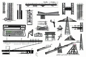 civil engineer designing a steel beam through computer calculations tattoo idea