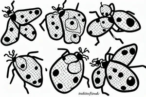 Four ladybugs and a forgetmenot tattoo idea