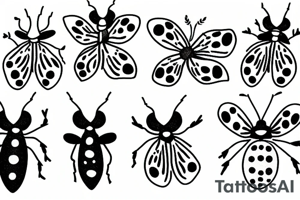 Four ladybugs and a forgetmenot tattoo idea