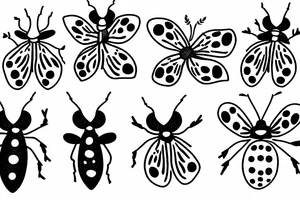 Four ladybugs and a forgetmenot tattoo idea