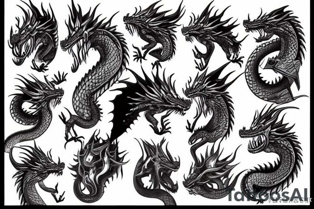 dragón head spitting fire tattoo idea