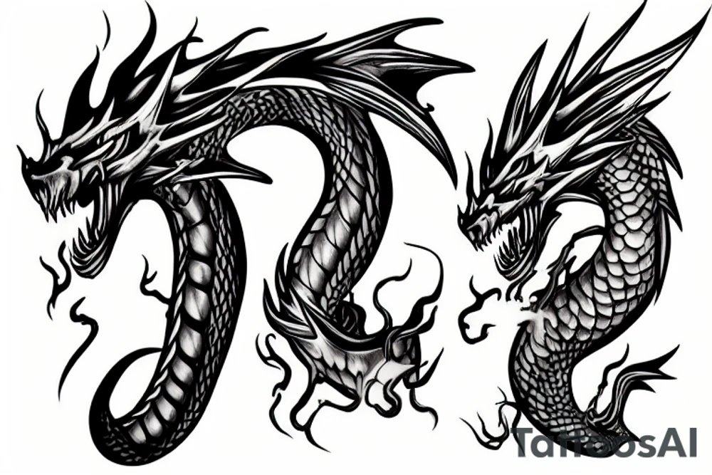 dragón head spitting fire tattoo idea