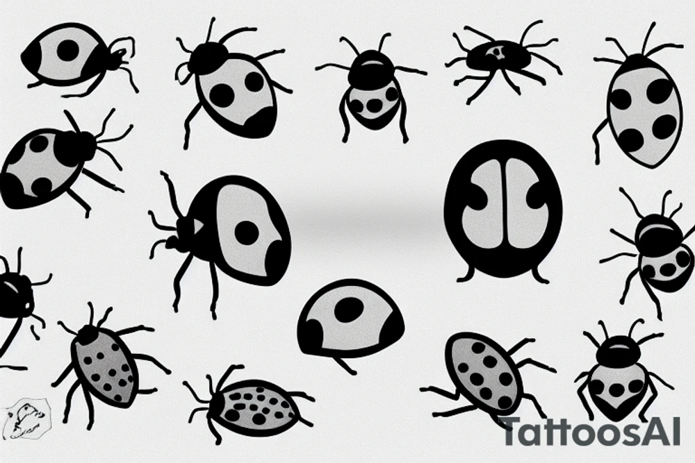 Four ladybugs and a forgetmenot tattoo idea