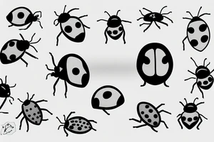 Four ladybugs and a forgetmenot tattoo idea
