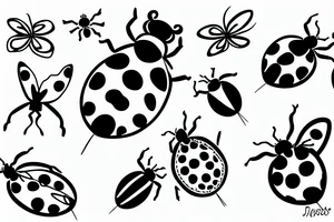Four ladybugs and a forgetmenot tattoo idea