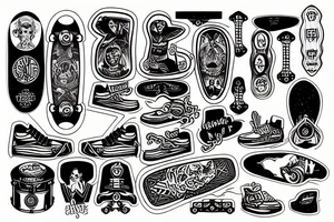 Skateboard music tattoo idea