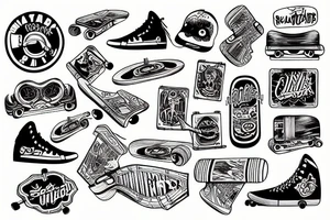 Skateboard music tattoo idea