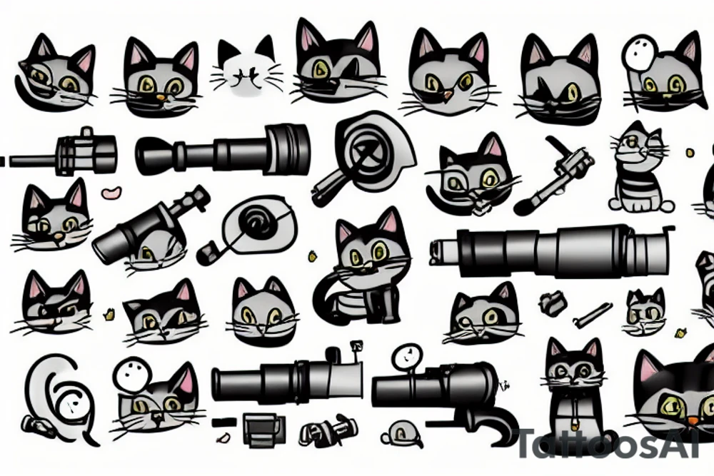 hugo the cat wielding a bazooka tattoo idea
