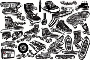 Skateboard music tattoo idea