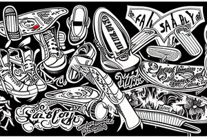 Skateboard music tattoo idea