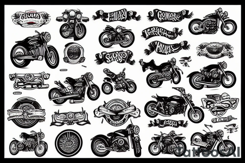 Motorbike skateboard tattoo idea