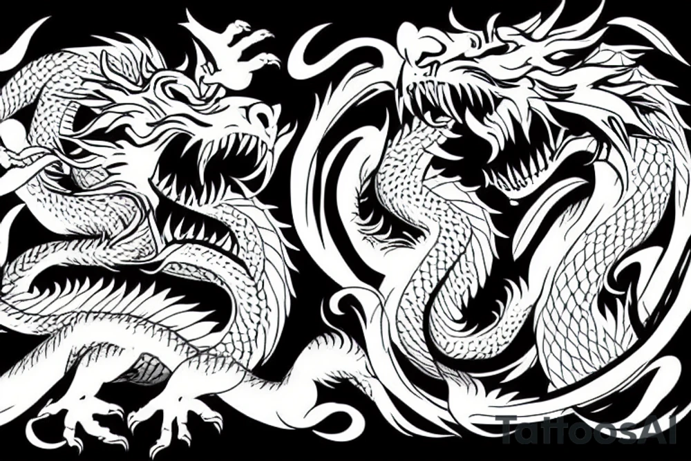 dragon fighting with tiger tattoo idea