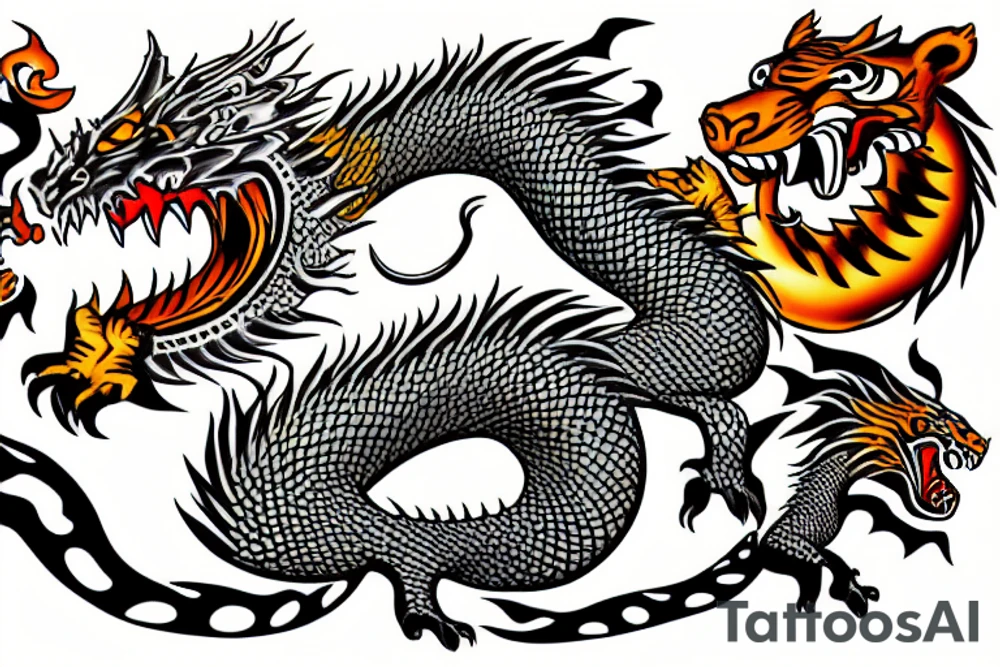 dragon fighting with tiger tattoo idea