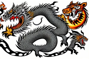 dragon fighting with tiger tattoo idea