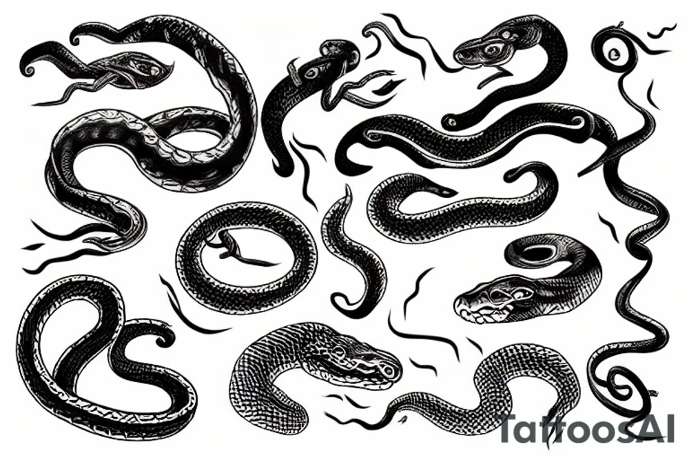 snake in flames tattoo idea