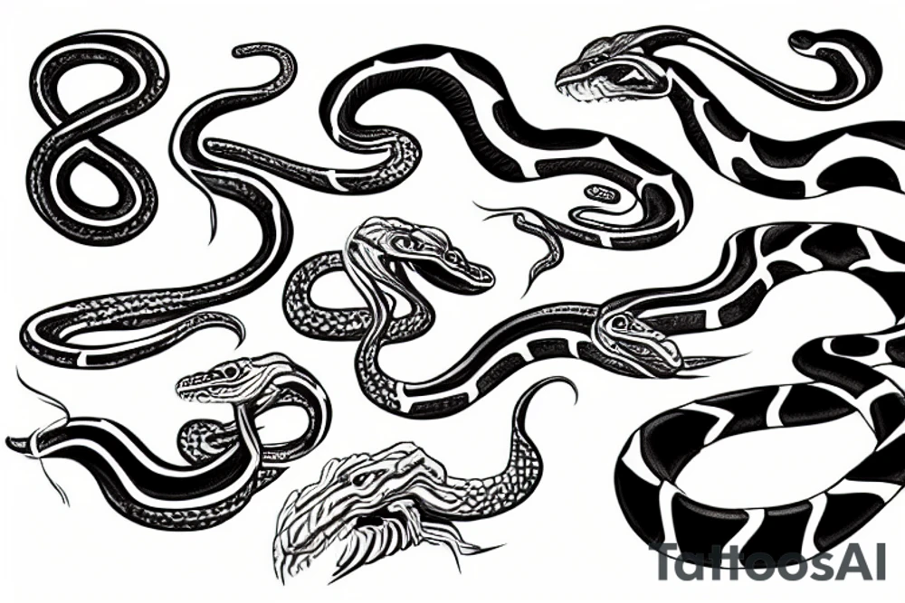 snake in flames tattoo idea